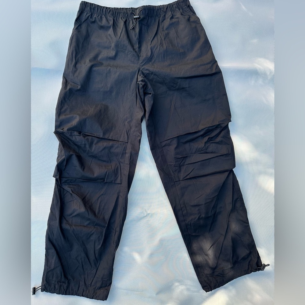 Women's Black Cargo Pants with Drawstring Waist